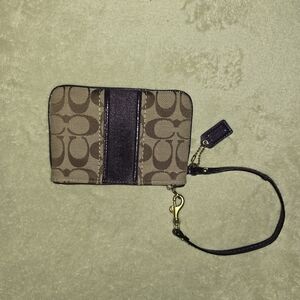 Coach Signature Wristlet Brown and Purple
